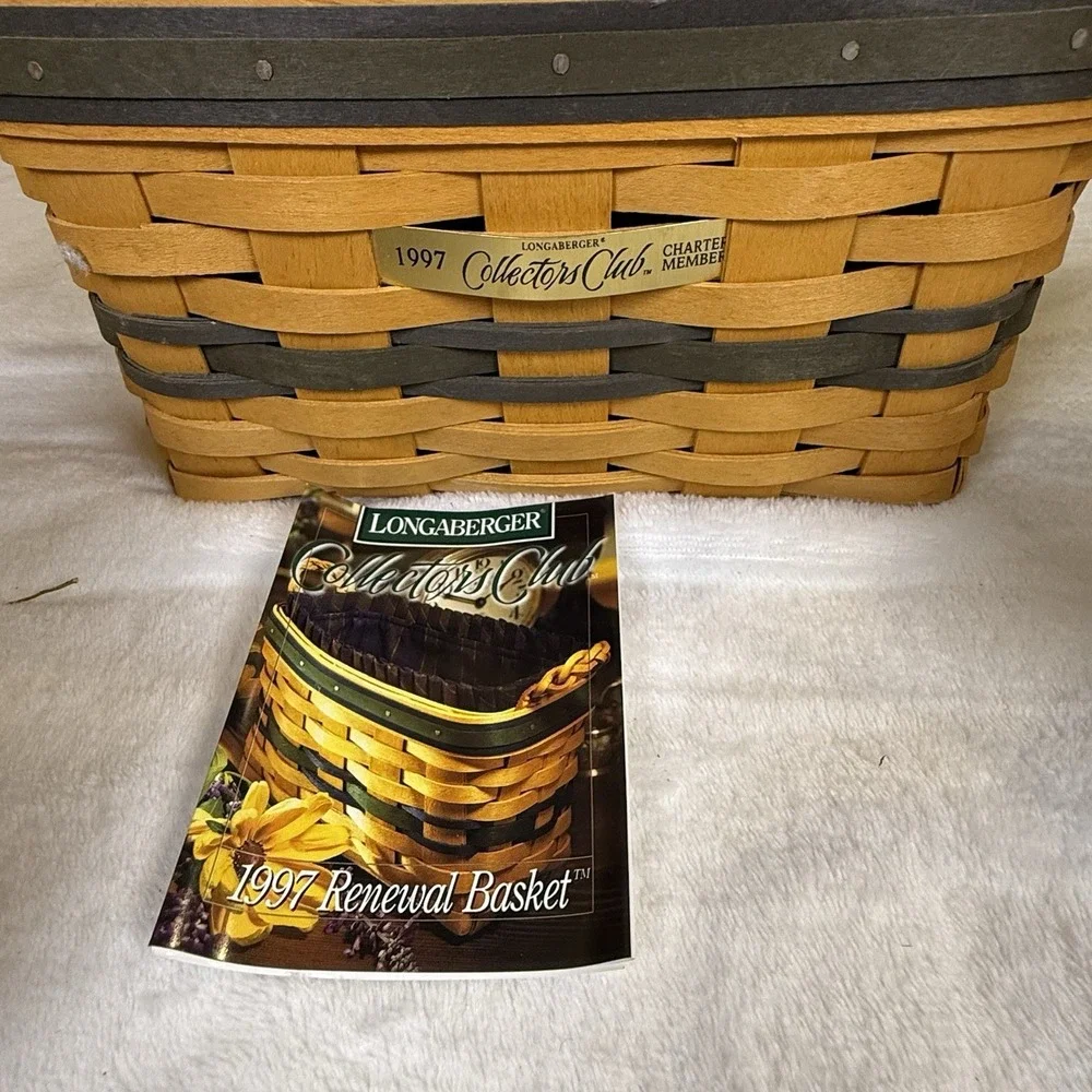 Longaberger Collectors Club Renewal Basket Lot 4 1997 1999 2000 Liners Cards